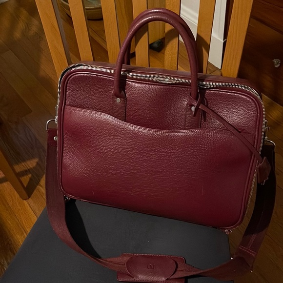 ro Handbags - Burgundy leather computer case/briefcase